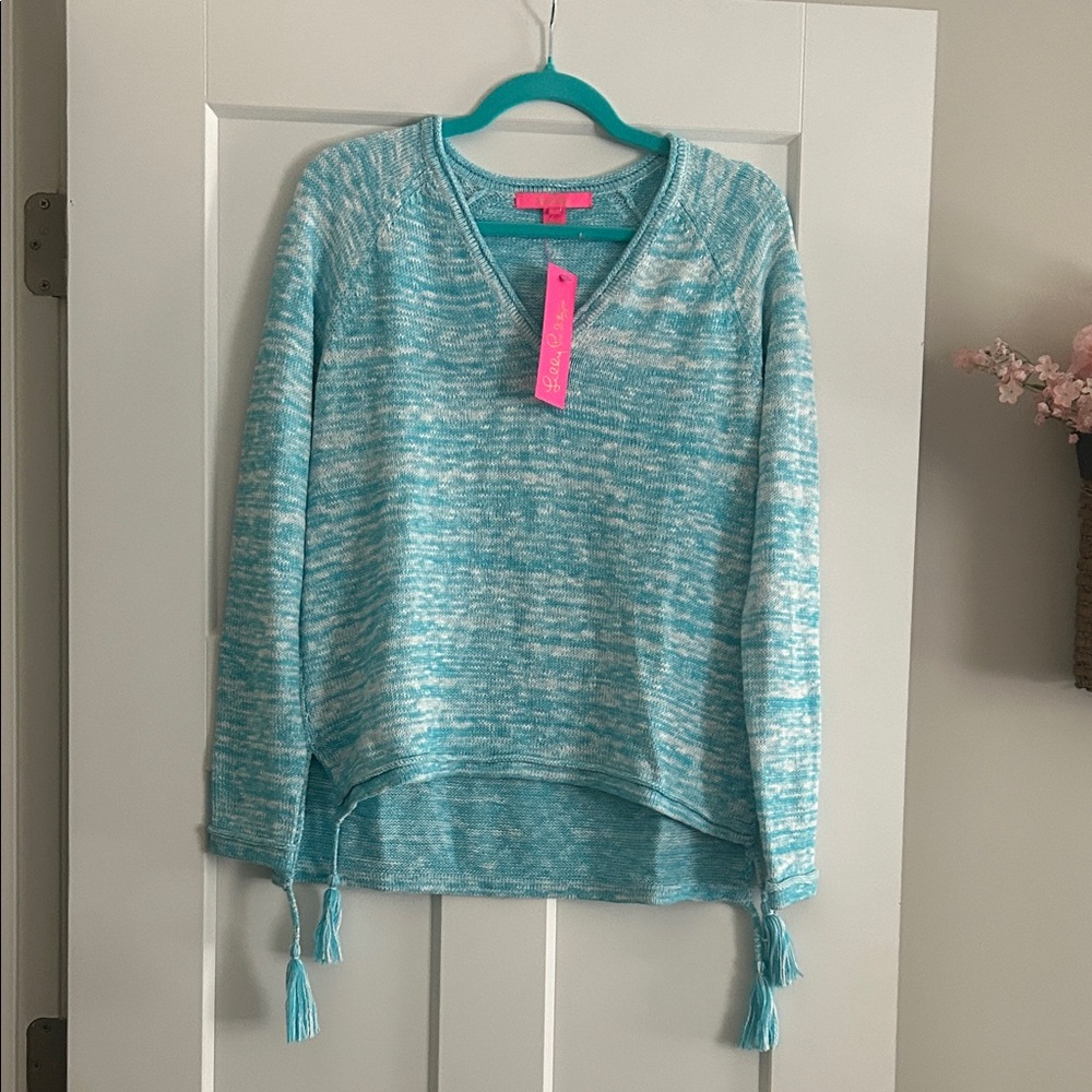 Lilly Pulitzer NWT Teal and White Knit Top